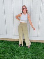 Smocked Waist Wide-Leg Pants