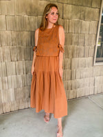 Lace Vest & Sleeveless Midi Dress Set