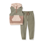 Sleeveless Color Block Toddler Sweatshirt Set