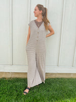 Striped Button Down Jumpsuit - RESTOCK