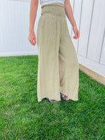 Smocked Waist Wide-Leg Pants