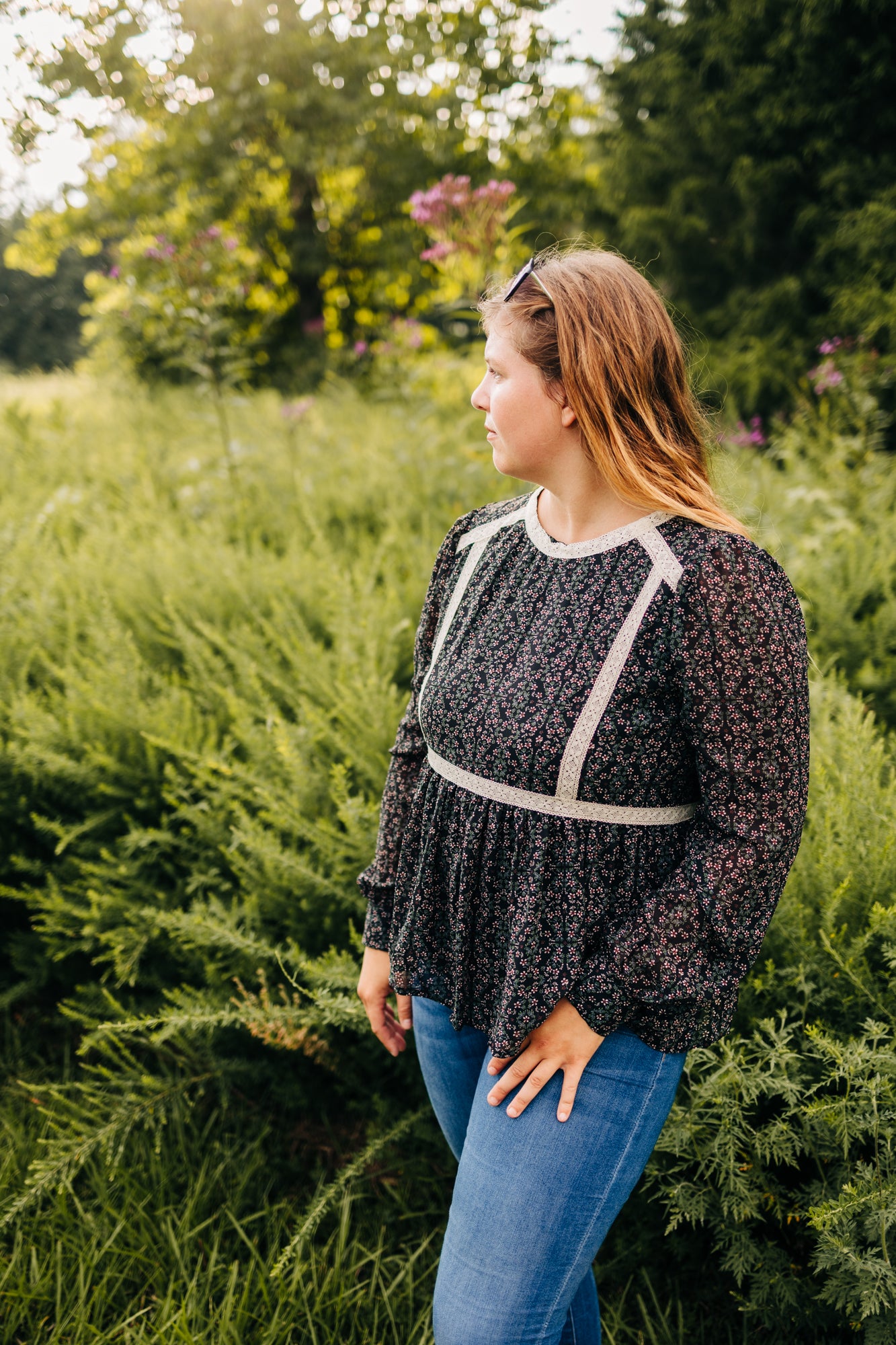 Ditsy Floral Peplum Top