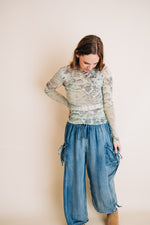 Patchwork Mesh Layering Top