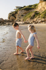 Light Blue Gingham Swim Shorts