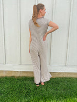 Striped Button Down Jumpsuit - RESTOCK