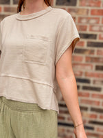 Flared Hem Waffle Knit Top