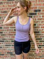 Ribbed Henley Tank Top