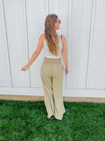 Smocked Waist Wide-Leg Pants