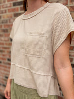 Flared Hem Waffle Knit Top