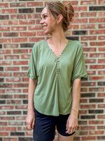 Relaxed Basic Button Tee