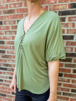 Relaxed Basic Button Tee