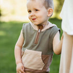 Sleeveless Color Block Infant Sweatshirt Set