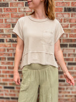 Flared Hem Waffle Knit Top