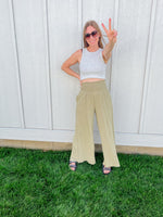 Smocked Waist Wide-Leg Pants