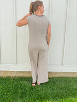 Striped Button Down Jumpsuit - RESTOCK