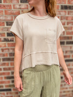 Flared Hem Waffle Knit Top
