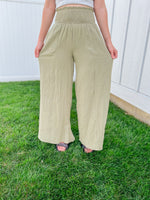 Smocked Waist Wide-Leg Pants