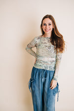 Patchwork Mesh Layering Top