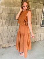 Lace Vest & Sleeveless Midi Dress Set