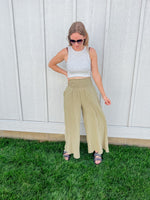 Smocked Waist Wide-Leg Pants