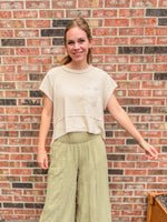 Flared Hem Waffle Knit Top