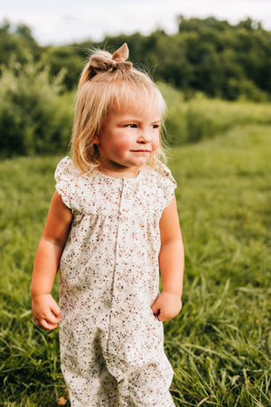Wheat Floral Romper + Bow