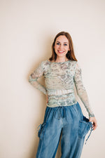 Patchwork Mesh Layering Top