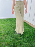 Smocked Waist Wide-Leg Pants