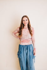 Patchwork Mesh Layering Top