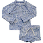 Blue Beach Long Sleeve Swim Set