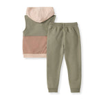 Sleeveless Color Block Infant Sweatshirt Set