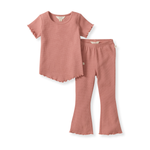 Waffle Tee & Flare Pants Set